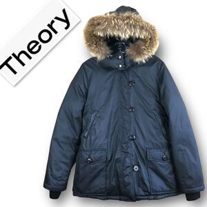 Theory Black Puffer Jacket with Fur Hood